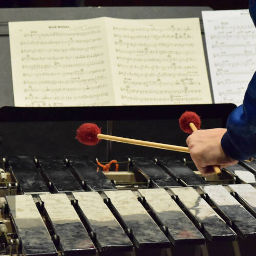 percussionist with sheet music